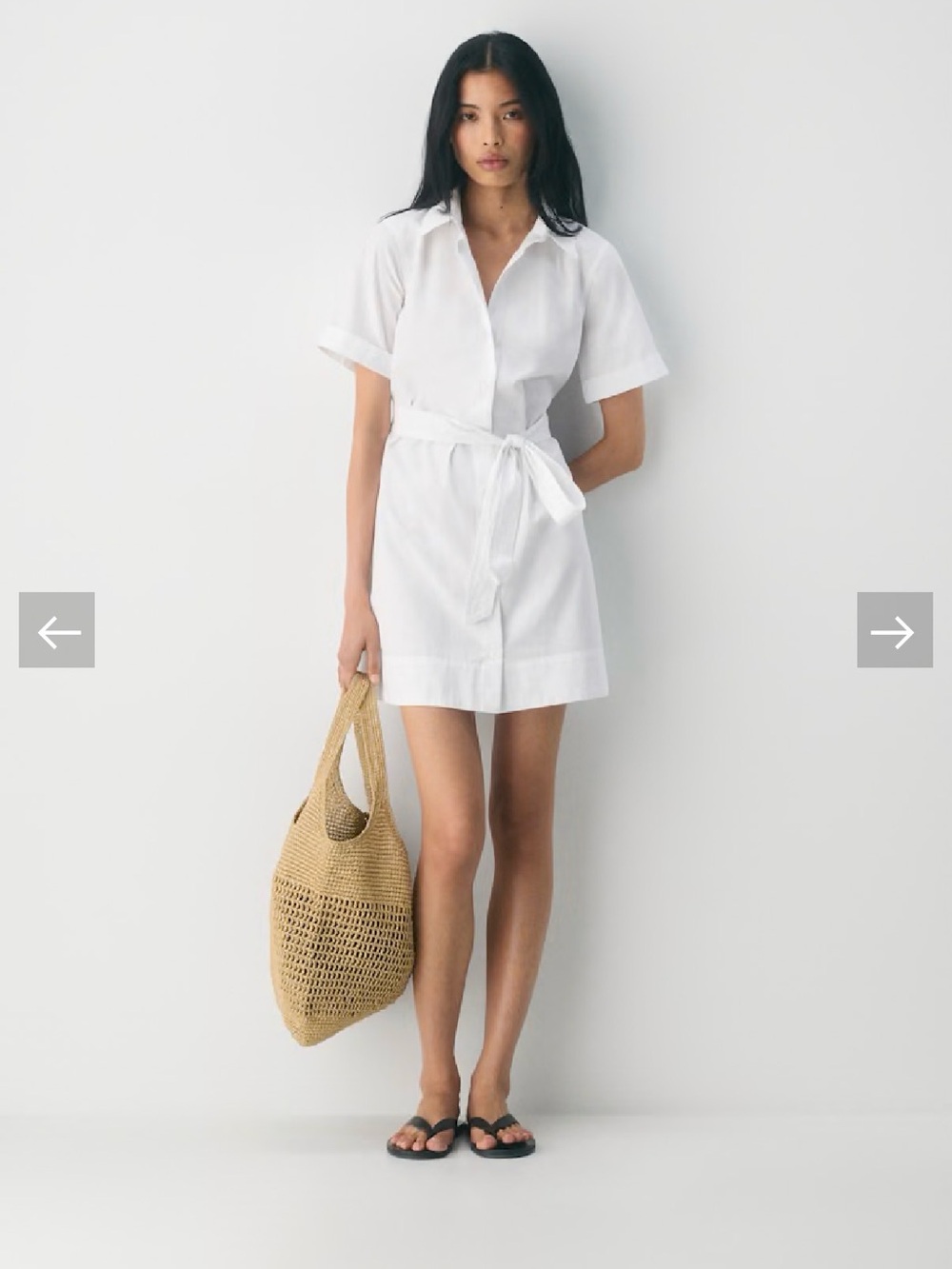 Aritzia White Short-Sleeve Shirt Dress